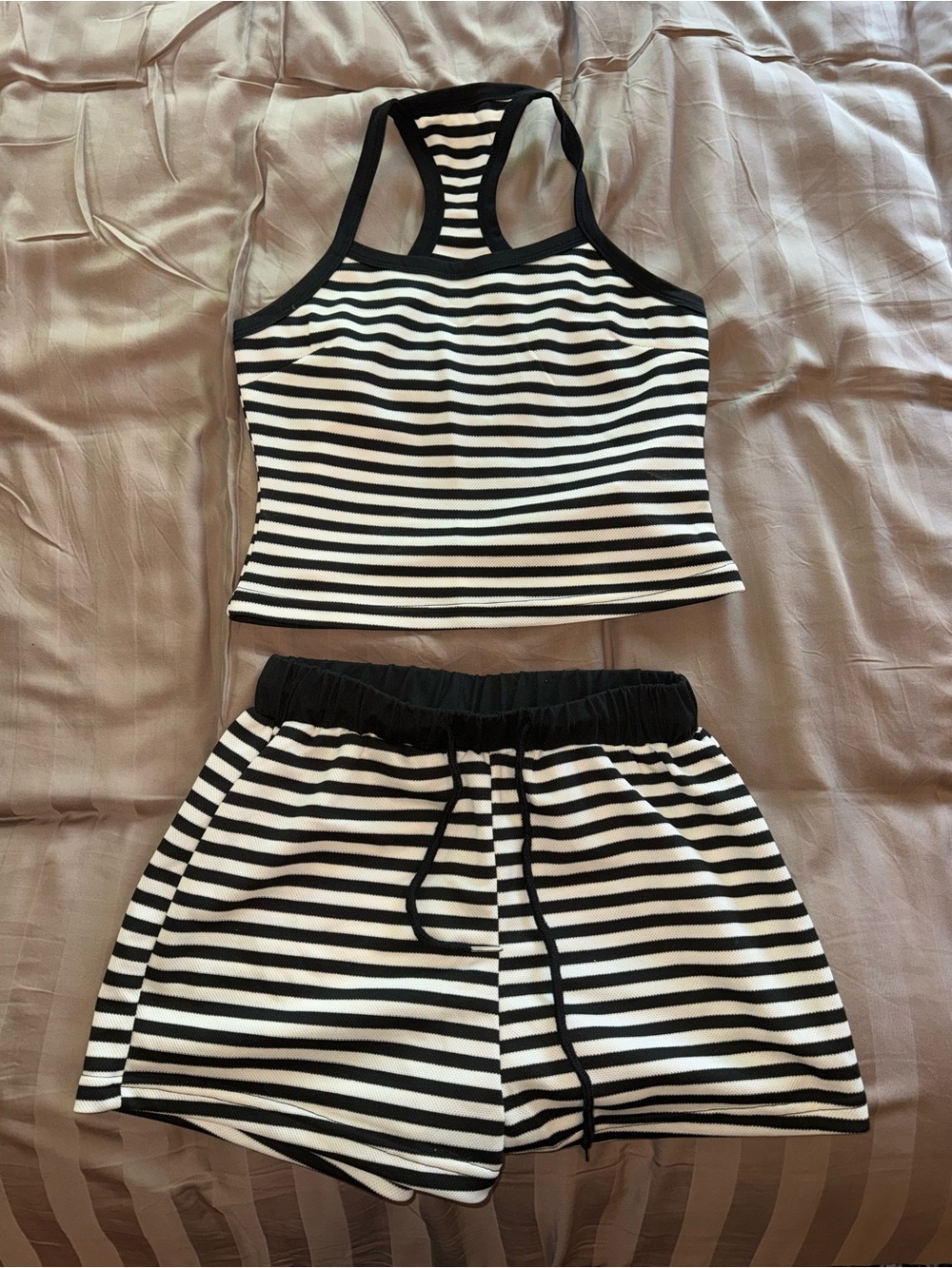 Black & White Striped Racerback Set